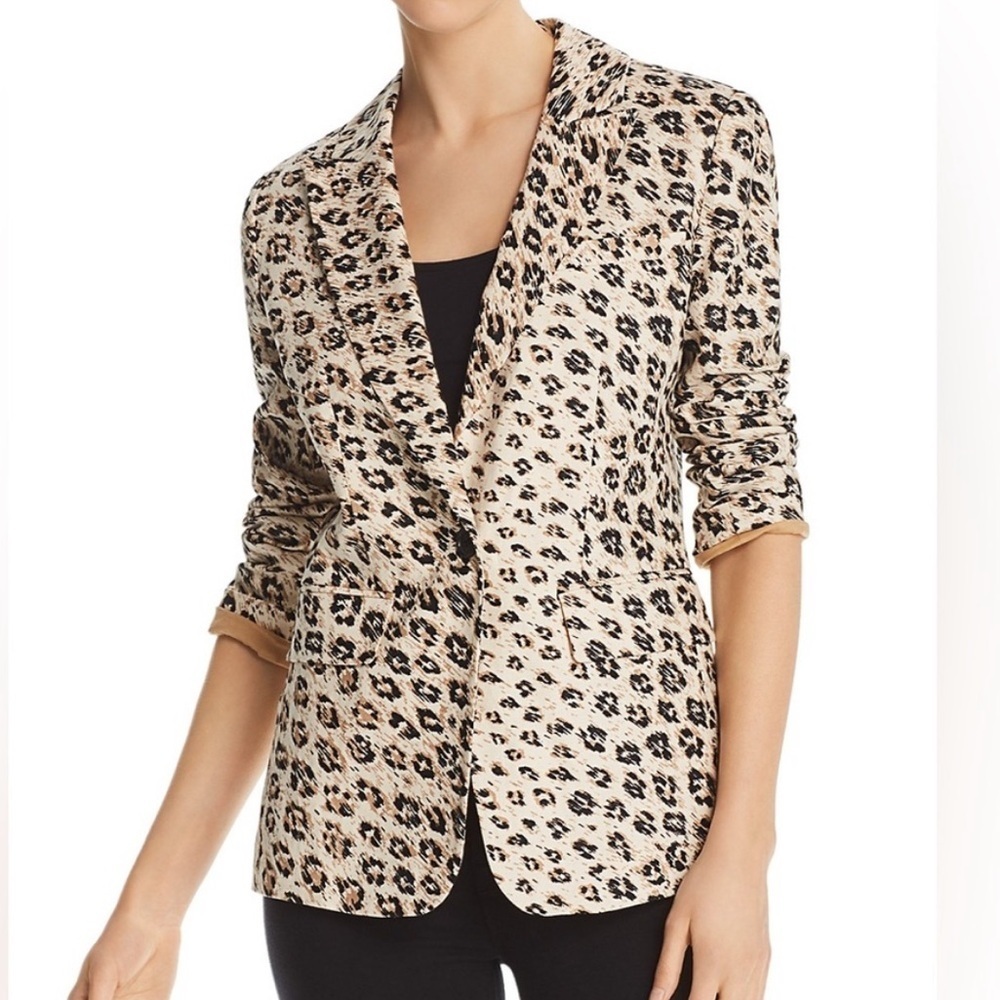 Joie Anilah Leopard Print Blazer One Button Linen… - image 5